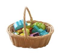 Wicker Picnic Basket, 10.2x6.3x2.8 Inch Breathable Small Wicker Basket with Handle, Rustic Woven Storage Organizer for Garden Camping Garden