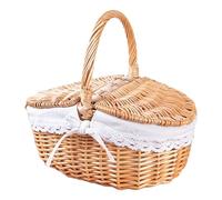 Wicker Picnic Basket - 26x24cm/10.24x9.45 inches, Handwoven Handle Design, Large Outdoor Storage Hamper | Rustic Empty Basket for Beach Days, Camping Trips, Ideal for Snacks, Flowers or Gift Displays