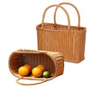 Wicker Picnic Basket with Handle,CEIEVER Woven Storage Basket with Handle Reusable Handwoven Baskets Large Capacity Rattan Shopping Basket for Picnics, Shopping, Storage, Harvesting