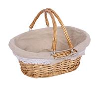 Wicker Picnic Basket with Removable Liner, Classic Picnic Hamper with Handle,Portable Woven Basket Rattan Picnic Basket for Wedding, Camping, Garden,Home Decor (L)