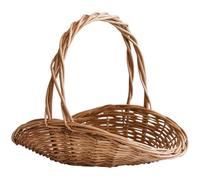Wicker Picnic Basket with Thick Bottom Wavy Edge Woven Wicker Basket with Handle Easy Care Decorative for Outdoor Adventures Daily Storage
