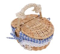 Wicker Picnic Basket, Woven Willow Empty Easter Gift Baskets with Lid, Handle, Removable Liner, Picnic Hamper Storage for Garden Harvest Candy Wedding Egg Gathering Thanksgiving