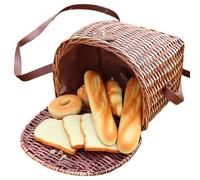 Wicker Picnic Baskets - Flower Basket for Camping,Storage Container with Shoulder Strap and Lid for Toys Foods Books Bread Flowers Living Room Bedroom Study Farmhouse Picnic