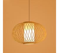 Wicker Rattan Lantern Light Fixture Hanging Ceiling Lamp Hand Woven Rustic Pendant Large Boho Coastal Chandelier for Bedroom Dining Room Kitchen Island Farmhouse