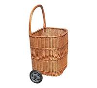 Wicker Shopping Trolley with Wheels - Lightweight Transport Basket for Shopping, Durable Wicker Design