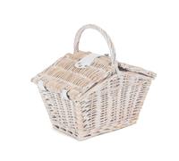 Red Hamper Small White Elegant Picnic Wicker Basket