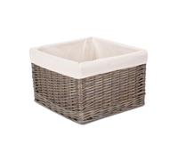 Red Hamper Square Antique Wash Wicker Lined Storage Basket - White - Wicker - 1