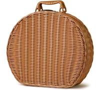 Wicker Storage Basket,Rattan Suitcase，Woven Suitcase，Plastic Round Vine Storage Handbag with Hand Small Suitcase Retro Weaving Vine Weaving Carrying Case Gift Box
