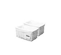 Wicker Storage Basket with Cloth, 100% Eco-Friendly (Large- W43xD32xH16cm) Arpan White L