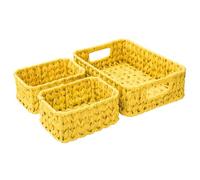 Wicker Storage Baskets, Pack of 3 Wicker Baskets for Storage, 1 Large Wicker Storage Box and 2 Small Wicker Baskets Waterproof, Bathroom Counter Storage, Toilet Basket Tank Topper (Natural)