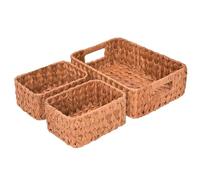 Wicker Storage Baskets, Pack of 3 Seagrass Effect, 1 Large Box and 2 Small Waterproof, Hand Washable, Bathroom Counter Storage, Toilet Basket Tank Topper Camping Caravan Camper Van Kitchen (Coffee)