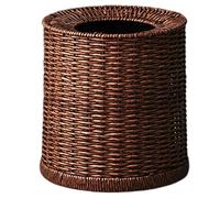 Wicker Trash Can, Wicker Basket Round, Wicker Waste Paper Bin, Drop-in Oval Wicker Waste Basket Woven Water Hyacinth for Bathroom, Small Trash Can for Bedroom, Garbage Can 8L Wicker Bathroom Trash Can