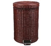 Wicker Trash Can with Lid, Slow Down Silent Pedal Garbage Bin, Removable Liner Bucket, Natural Rattan Wastebasket for Bathroom Living Room Kitchen