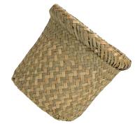 Wicker Waste Basket in Khaki, Compact Woven Trash Can for Small Spaces | Pastoral Rustic Look, Smooth Edges and Light Carry, for Dormitory Guest Room Use