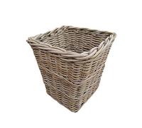 Wicker Waste Paper Basket Grey and Buff Rattan Bin Square 30cm x 30cm x 34cm Strong and Durable