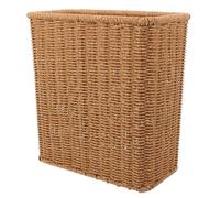 Wicker Wastebasket, Small Rectangular Woven Trash Basket with Rustic Texture for Kitchen Bedroom Bathroom Storage