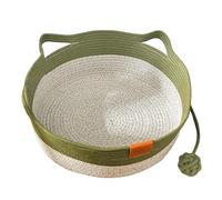 Wicker Woven Cat Bed, Round Cotton Rope Woven Bed, Comfortable Rattan Pet Nest for Small & Large