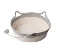 Wicker Woven Cat Bed, Round Cotton Rope Woven Bed, Comfortable Rattan Pet Nest for Small & Large