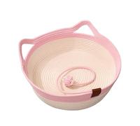 Wicker Woven Cat Bed, Round Cotton Rope Woven Bed, Comfortable Rattan Pet Nest for Small & Large