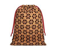 Wicker Woven Grid Christmas Drawstring Bags Gift Wrapping Bag Small Gifts Candy Jewelry Wedding Wrap Bag