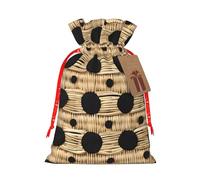 (Wicker Woven Grid) Drawstring Gift Bags for Birthday Party Christmas Reusable Holiday Wrap Bags Medium Size