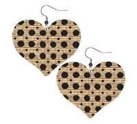 Wicker Woven Grid Elegant Leather Heart-Shaped Earrings-Fashionable And Unique Accessories For Everyday Wear
