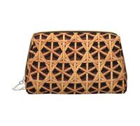 Wicker Woven Grid Leather Hand-Held Zipper Makeup Bag Storage Bag for Miscellaneous Items Pen Case
