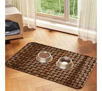 Wicker Woven Grid Print Pet Feeding Mat Dog Mat for Food and Water Bowl Dogs Water Dispenser Mat Dogs Accessories