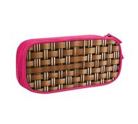 Wicker Woven Grid Print Stationery Bag Lightweight Pen Pouch School College Office Travel Boys Girls Adults