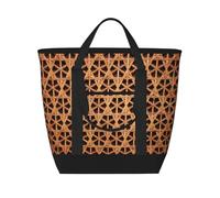 Wicker Woven Grid Printed,Lunch Bags Large Capacity Insulated Tote Bag for Women Men Work Picnic Travel