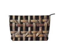 Wicker Woven Grid Printed Makeup Bag Corduroy Travel Cosmetic Bags Cosmetic Case Toiletry Bag Organizer for Women Mom Girls