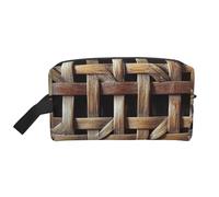 Wicker Woven Grid Printed Makeup Bag Large Travel Cosmetic Bags Waterproof Cosmetic Case Toiletry Bag Organizer for Women Mom Girls
