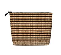 Wicker Woven Pattern Print Fake Hemp Makeup Bag â€“ Travel Toiletry Pouch for Women, Daily Storage, Business Trips, and More