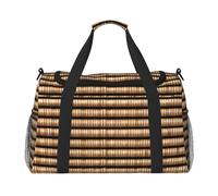 Wicker Woven Pattern Print Travel Foldable Waterproof Lightweight Carry On Luggage Bag with Shoulder Strap