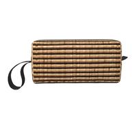 Wicker Woven pattern print Travel Toiletry Pouch, Pencil Bag Canvas Makeup Bag, Multi-Purpose Cosmetic Bag with Zipper, White, One Size