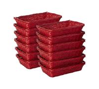 Wickerfield 10pcs Natural Wicker Hamper Basket Wicker Trays Gift Basket Retail Display Tray Christmas Hampers (Red, Large)