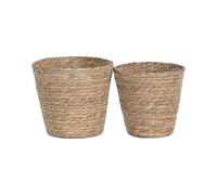 Wickerfield 2-Pack Natural Seagrass Planter Baskets, Wicker Plant Pot Set, Flower Pots Cover Indoor, Woven Plant Container for Home Decoration