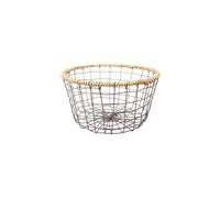 Wickerfield 2PCS Wire Storage Baskets, Pantry Organizers and storage, Fruit Basket with Seagrass Edge, Vegetable Storage, Large Metal Basket for Bathroom, Kitchen and Office (Round)