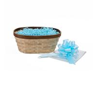 Wickerfield Brown Oval Natural Bamboo Storage Woven Basket Gift Hamper Trays Home Decoration Bathroom Organizer with Paper Shreds (Blue)