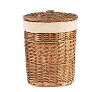 Wickerfield Brown Wicker Oval Laundry Basket, Bathroom Storage, Laundry Bag Bin with Liner and Lid (Brown, Large)