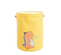 Wickerfield Fabric Laundry Bag in Cylinder Round Shape with Liner and Two Handles Clothing Toys Basket for Home Storage Collection Window Display (Yellow)