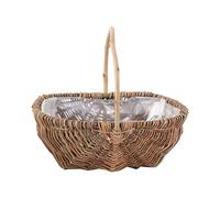 Wickerfield Garden Trugs, Woven Wicker Baskets with Handle, Garden Trug Basket with Waterproof Lining, Rustic Willow Vegetable Trug, Oval Wicker Easter Hamper Basket Flower Girl (Large)