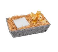 Wickerfield Gift Hamper Basket Kit with Shredded Paper, Make Your Own Gift Hamper, Paper Rope Storage Organiser, Woven Wicker Basket (Grey Basket, Khaki Filling)