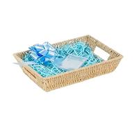 Wickerfield Gift Hamper Basket Kit with Shredded Paper, Make Your Own Gift Hamper, Paper Rope Storage Organiser with Handle, Woven Wicker Basket Tray (White Basket, Blue Filling)