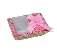 Wickerfield Gift Hamper Basket Kit with Shredded Paper, Make Your Own Gift Hamper, Paper Rope Storage Organiser, Seagrass Baskets, Woven Wicker Basket (Seagrass Basket, Pink Filling)