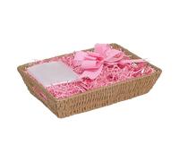Wickerfield Gift Hamper Basket Kit with Shredded Paper, Make Your Own Gift Hamper, Paper Rope Storage Organiser with Handle, Woven Wicker Basket Tray (Beige Basket, Pink Filling)