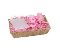 Wickerfield Gift Hamper Basket Kit with Shredded Paper, Make Your Own Gift Hamper, Paper Rope Storage Organiser, Woven Wicker Basket (Beige Basket, Pink Filling)