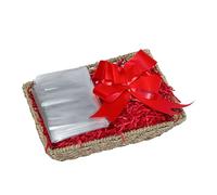 Wickerfield Gift Hamper Basket Kit with Shredded Paper, Make Your Own Gift Hamper, Paper Rope Storage Organiser, Seagrass Baskets, Woven Wicker Basket (Seagrass Basket, Red Filling)
