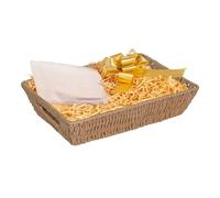 Wickerfield Gift Hamper Basket Kit with Shredded Paper, Make Your Own Gift Hamper, Paper Rope Storage Organiser with Handle, Woven Wicker Basket Tray (Beige Basket, Beige Filling)