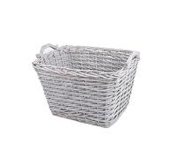Wickerfield Heavy Duty Log Basket Fireside Blanket Basket Bedroom Storage Basket (Grey Rectangle)